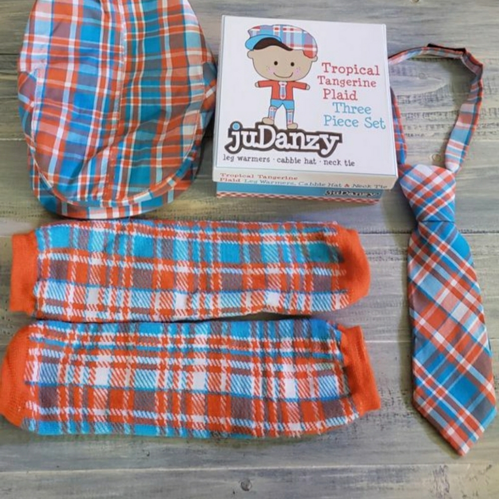 Orange and blue plaid photo shoot set